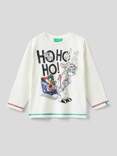 Benetton Tom & Jerry Christmas Long Sleeve T-shirts Kinderen Wit | BE412511