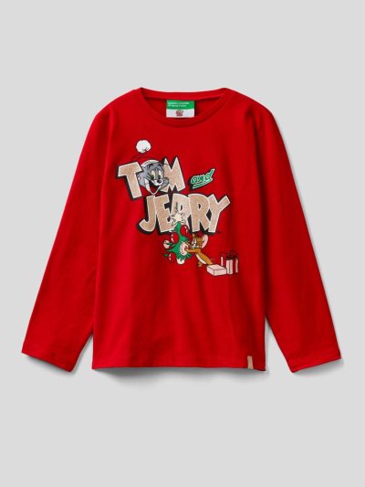 Benetton Tom & Jerry Christmas Long Sleeve T-shirts Kinderen Rood | BE676539