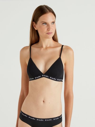 Benetton Triangle Organic Katoenen BH Dames Zwart | BE340762