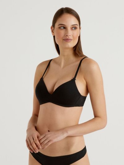 Benetton Triangle Stretch Organic Katoenen BH Dames Zwart | BE522498