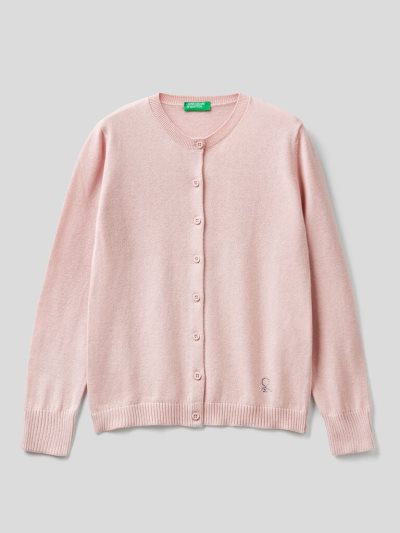 Benetton Tricot 100% Katoenen Cardigan Kinderen Roze | BE792690