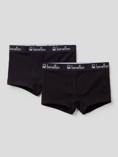 Benetton Two Black Logoed Elastic Boxers Kinderen Zwart | BE566622