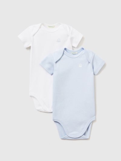 Benetton Two Organic Katoenen Kort Sleeve Bodysuits Kinderen Blauw | BE716086