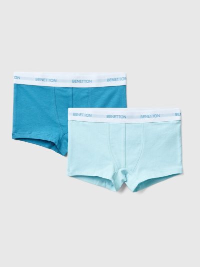 Benetton Two Pairs Of Logoed Elastic Boxers Kinderen Turquoise | BE609463