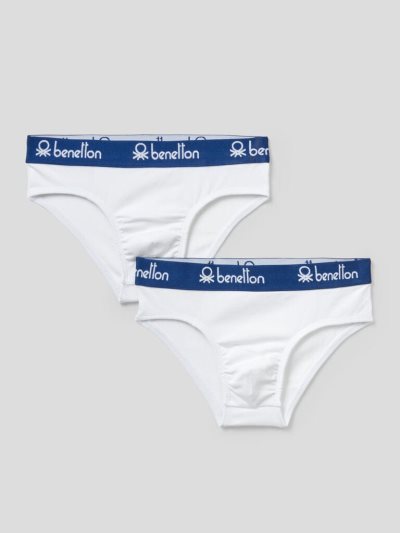 Benetton Two Pairs Of Logoed Elastic Slips Kinderen Wit | BE400636