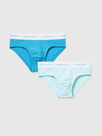 Benetton Two Pairs Of Logoed Elastic Slips Kinderen Blauw | BE505339