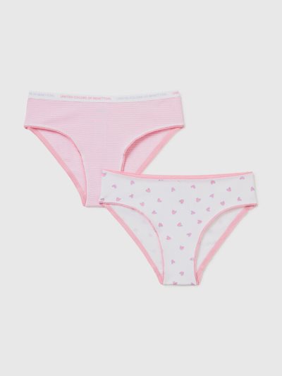 Benetton Two Pairs Of Stretch Katoenen Slips Kinderen Wit | BE327803