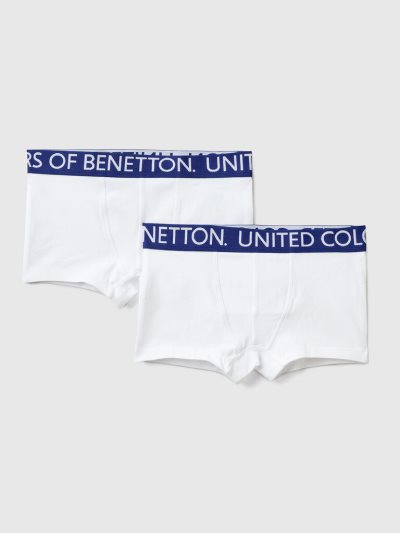 Benetton Two Pairs Of Stretch Organic Katoenen Boxers Kinderen Wit | BE525802