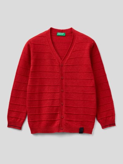 Benetton V-neck Knit Cardigan Kinderen Rood | BE820082