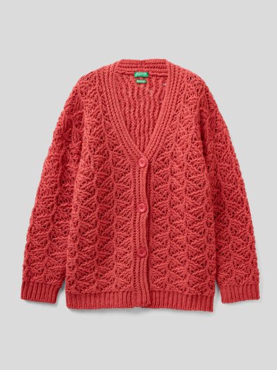 Benetton V-neck Knit Cardigan Kinderen Strawberry | BE980247