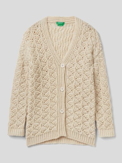 Benetton V-neck Knit Cardigan Kinderen Wit | BE133544