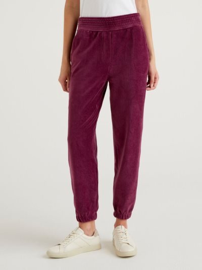 Benetton Velvet Broek Dames Plum | BE292226