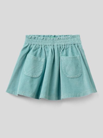 Benetton Velvet Pockets Rokken Kinderen Lichtblauw | BE524636