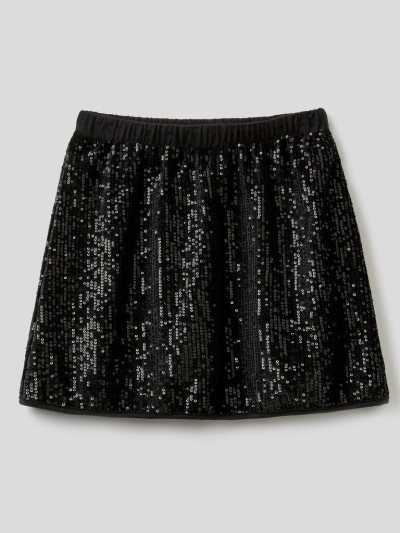 Benetton Velvet Sequins Rokken Kinderen Zwart | BE681862