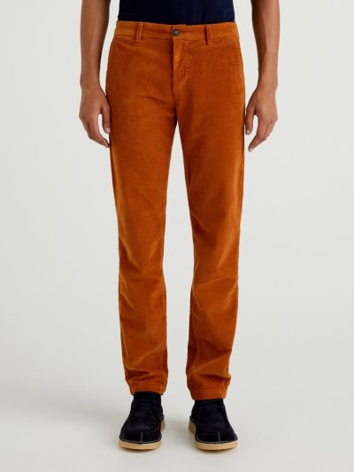 Benetton Velvet Slim Fit Chinos Heren Burnt | BE772583