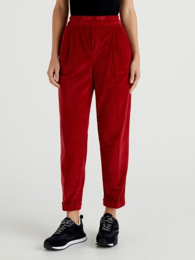 Benetton Velvet Stretch Taille Chinos Dames Bordeaux | BE080031