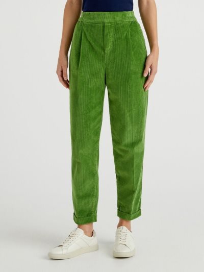 Benetton Velvet Stretch Taille Chinos Dames Olijfgroen Groen | BE818812