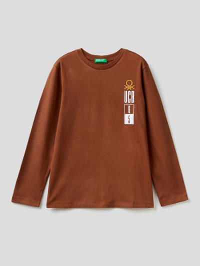 Benetton Warm 100% Organic Katoenen Long Sleeve T-shirts Kinderen Bruin | BE228250