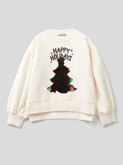 Benetton Warm Christmas Sweatshirt Kinderen Wit | BE545881