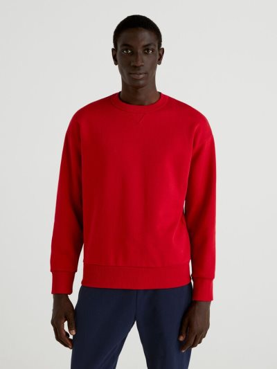 Benetton Warm Crew Neck Sweatshirt Heren Rood | BE077406