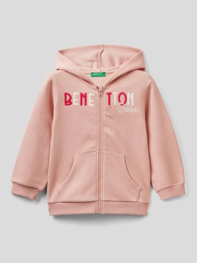 Benetton Warm Embroidered Logo Hoodie Kinderen Roze | BE482703