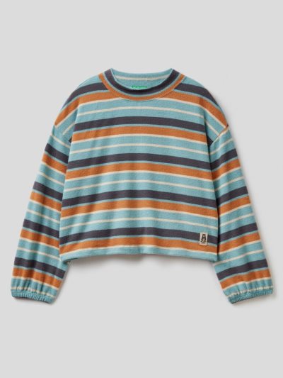 Benetton Warm Gestreept Long Sleeve T-shirts Kinderen Lichtblauw | BE653783