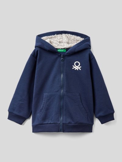 Benetton Warm Gevoerde Hood Hoodie Kinderen Donkerblauw | BE538977