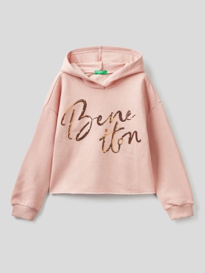 Benetton Warm Hoodie Kinderen Roze | BE710096