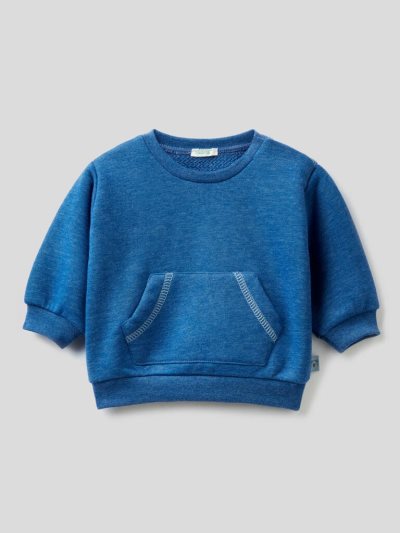 Benetton Warm Kangaroo Pocket Sweatshirt Kinderen Blauw | BE409277