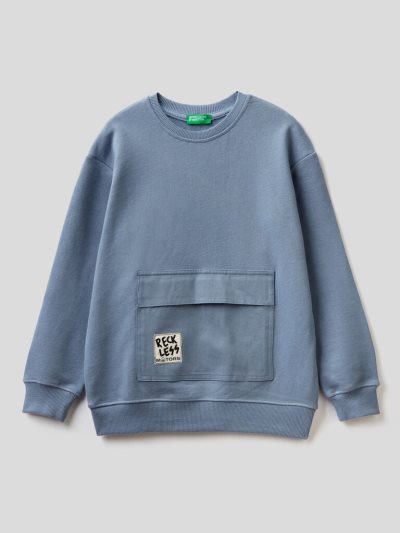 Benetton Warm Kangaroo Pocket Sweatshirt Kinderen Blauw | BE811025