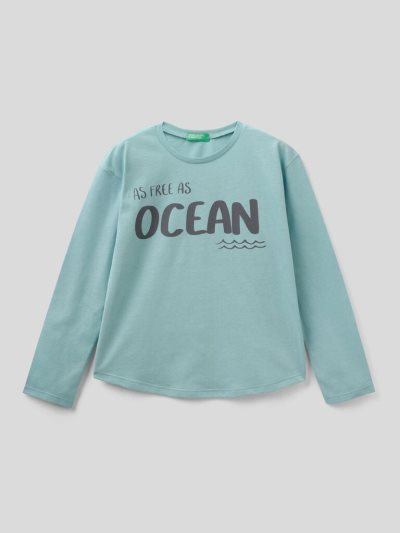 Benetton Warm Katoenen Long Sleeve T-shirts Kinderen Lichtblauw | BE215944