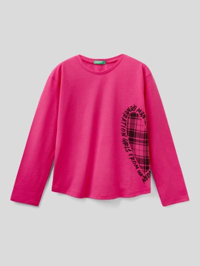 Benetton Warm Katoenen Long Sleeve T-shirts Kinderen Fuchsie | BE431886