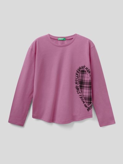 Benetton Warm Katoenen Long Sleeve T-shirts Kinderen Lilac | BE444070