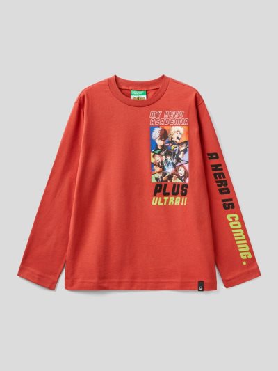 Benetton Warm "My Hero Academia" Long Sleeve T-shirts Kinderen Rood | BE608683