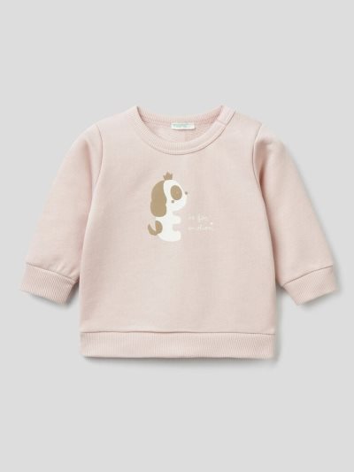 Benetton Warm Organic Katoenen Print Sweatshirt Kinderen Roze | BE281332