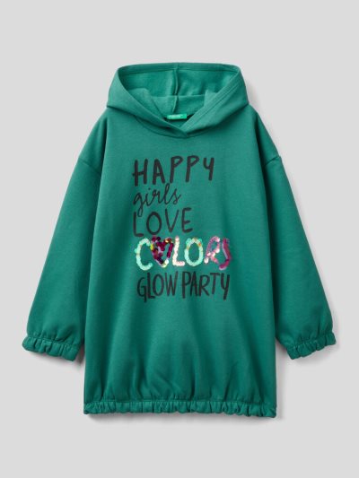 Benetton Warm Oversized Sequins Hoodie Kinderen Groen | BE490196