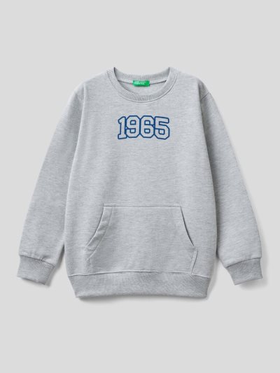 Benetton Warm Print Sweatshirt Kinderen Grijs | BE309615