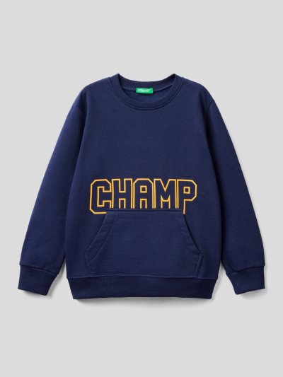 Benetton Warm Print Sweatshirt Kinderen Donkerblauw | BE623443