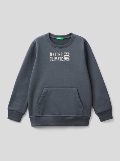 Benetton Warm Print Sweatshirt Kinderen Donkergrijs | BE789954