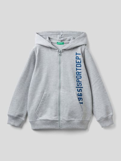 Benetton Warm Printed Zip Hoodie Kinderen Grijs | BE175576