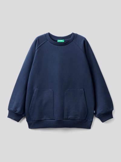 Benetton Warm Raglan Sleeves Sweatshirt Kinderen Donkerblauw | BE468688