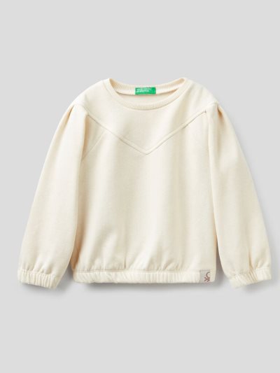 Benetton Warm Recycled Fabric Sweatshirt Kinderen Beige | BE362904