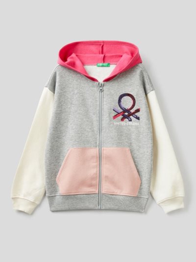 Benetton Warm Sequins Hoodie Kinderen Grijs | BE704706