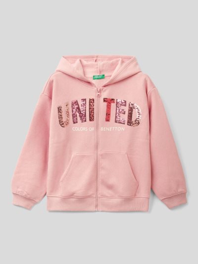 Benetton Warm Sequins Hoodie Kinderen Roze | BE796369