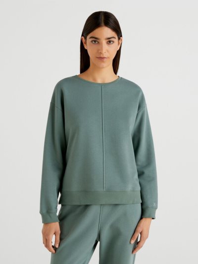 Benetton Warm Side Slits Sweatshirt Dames Groen | BE913171