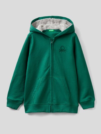 Benetton Warm Zip Hoodie Kinderen Groen | BE668544