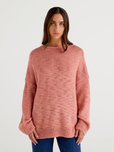 Benetton Wol And Alpaca Blend High Neck Sweaters Dames Strawberry | BE075048