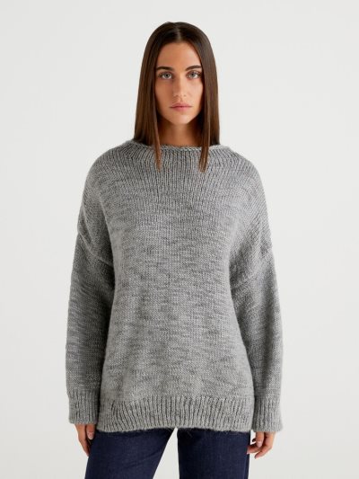 Benetton Wol And Alpaca Blend High Neck Sweaters Dames Donkergrijs | BE882595