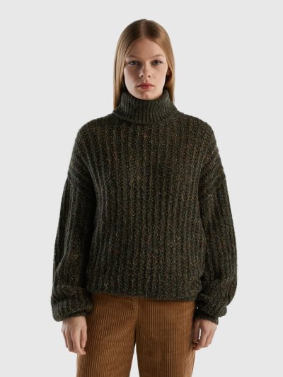 Benetton Wol Blend Turtleneck High Neck Sweaters Dames Groen | BE455018