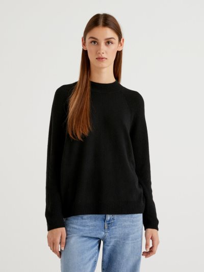 Benetton Wol Blend Turtleneck High Neck Sweaters Dames Zwart | BE824200